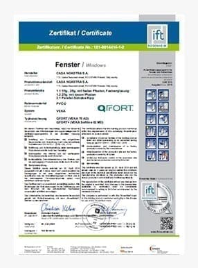 Certificat de conformitate pentru ferestre